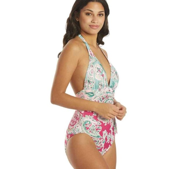 Carmen Marc Valvo Swim | Paisley Scarf Tie One Piece - Picture 2 of 4